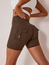 ZASUWA Female Elastic Hip Lifting Spandex Gym Cargo Booty Shorts