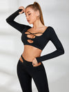 ZASUWA Female Rivet Cross Cutout Backless Long Sleeves