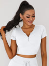 ZASUWA Female Knitted Chest Zipper Yoga Short Sleeves