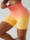 ZASUWA Female Rainbow Ombre Ribbed Scrunch Bum Spandex Gym Booty Shorts