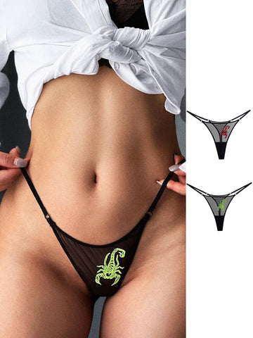 ZASUWA Female Scorpion Print Mesh Underwear