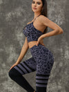 ZASUWA Female Leopard Print Hollow Out Halter Scrunch Bum Short Tracksuit