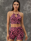 ZASUWA Female Leopard Print Hollow Out Halter Sports Bras