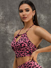 ZASUWA Female Leopard Print Hollow Out Halter Sports Bras