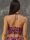 ZASUWA Female Leopard Print Hollow Out Halter Sports Bras