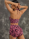 ZASUWA Female Leopard Print Hollow Out Halter Sports Bras