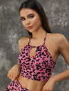 ZASUWA Female Leopard Print Hollow Out Halter Sports Bras