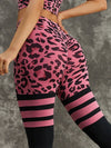 ZASUWA Female Leopard Print Hollow Out Halter Scrunch Bum Tracksuit