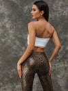 ZASUWA Female Mesh PU Faux Leather Leopard Print Tracksuit