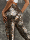 ZASUWA Female Mesh PU Faux Leather Snake Print Tracksuit