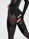 ❤ZASUWA Female PU Net Thumbholes High-rise Hip-lift Sportswear