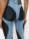 ZASUWA Female Fly-eye Contrast Color Denim Pocket Booty Leggings