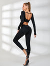 ZASUWA Female Rivet Cross Cutout Backless Long Sleeves