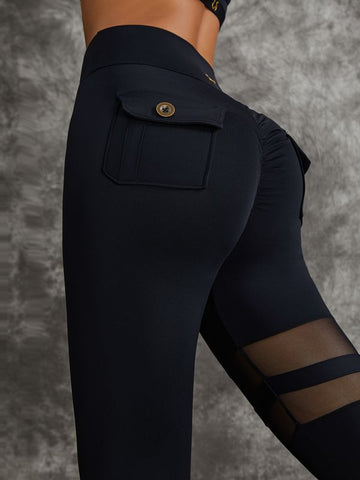 ZASUWA Female Unique Cut Out Pocket Mesh Scrunch Bum Leggings