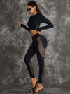 ❤ZASUWA Female PU Net Thumbholes High-rise Hip-lift Leggings