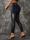 ❤ZASUWA Female PU Glossy Cross Twist Metal Buttons Hip-lift Leggings