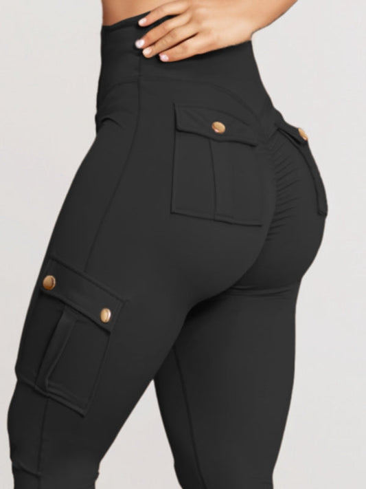 ZASUWA Female Pocket Scrunch Bum High-rise Cargo Style Leggings