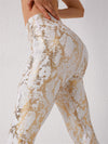 ZASUWA Female High Waist Bronzed Snakeskin Leggings