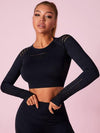 ZASUWA Female Knit Seamless Net Solid Color High-waist Sportswear