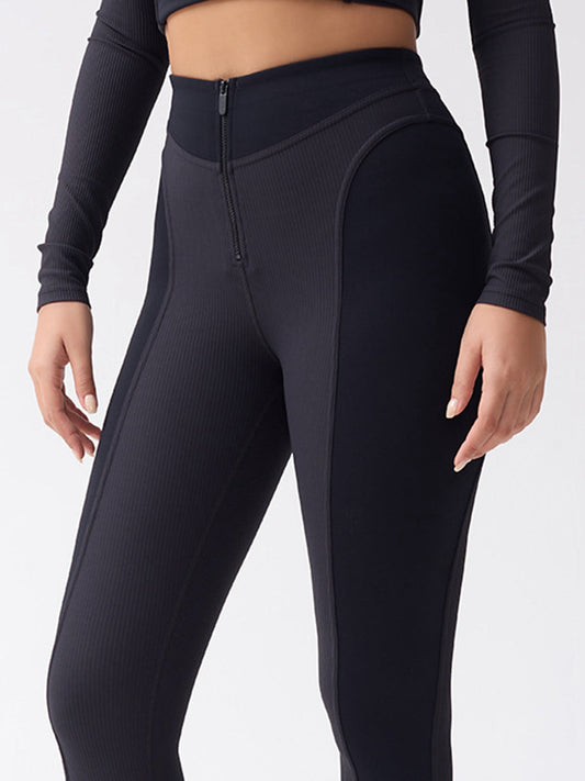 ZASUWA Female Zipper Ribbed Leggings