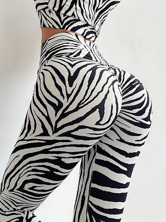 ZASUWA Female Zebra Pattern Scrunch Bum Leggings