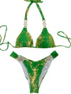 ZASUWA Female Snake Print Faux Leather Bikini Set