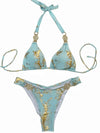 ZASUWA Female Snake Print Faux Leather Bikini Set