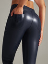 ZASUWA Female Pocket PU Faux Leather Leggings