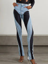 ZASUWA Female Fly-eye Contrast Color Denim Pocket Booty Leggings