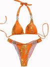 ZASUWA Female Snake Print Faux Leather Bikini Set