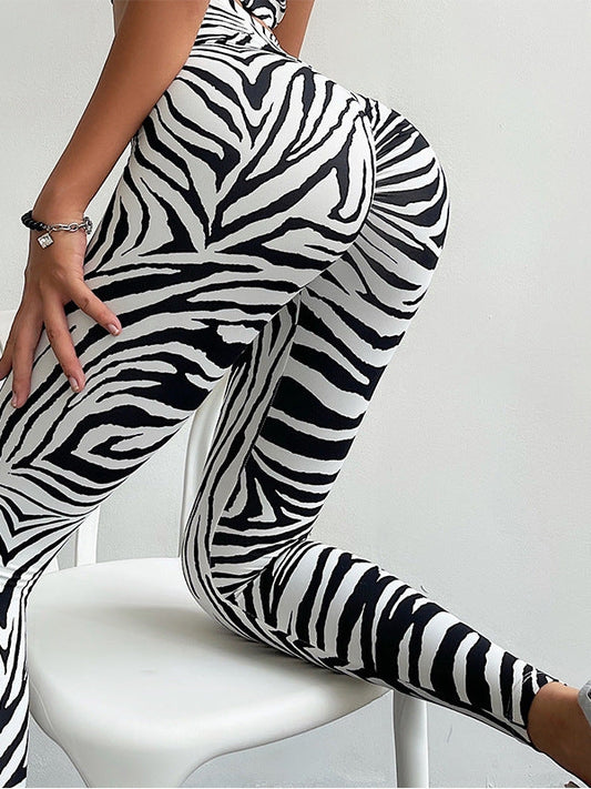 ZASUWA Female Zebra Pattern Scrunch Bum Leggings