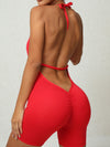 ZASUWA Female Deep V-neck Halter Scrunch Bum Jumpsuit