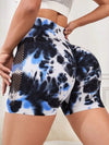 ZASUWA Female New Hot Tie-dye Net Scrunch Bum Spandex Gym Booty Shorts