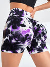 ZASUWA Female New Hot Tie-dye Net Scrunch Bum Spandex Gym Booty Shorts