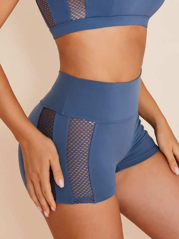 Sexy Mesh Stitching Cutout Sports Shorts-ZASUWA-Blue-XS-ZASUWA COLORFUL HOLIDAY