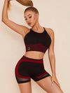 ZASUWA Female Mesh Contrast Color Short Tracksuit