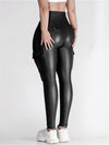 ZASUWA Female Faux Leather Pocket Scrunch Bum Cargo Leggings