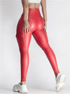 ZASUWA Female Faux Leather Pocket Scrunch Bum Cargo Leggings