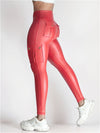 ZASUWA Female Faux Leather Pocket Scrunch Bum Cargo Leggings