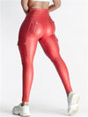 ZASUWA Female Faux Leather Pocket Scrunch Bum Cargo Leggings